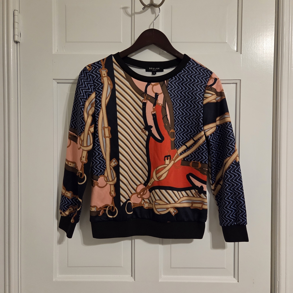 Beulah Colorful Chain Patterned Sweatshirt